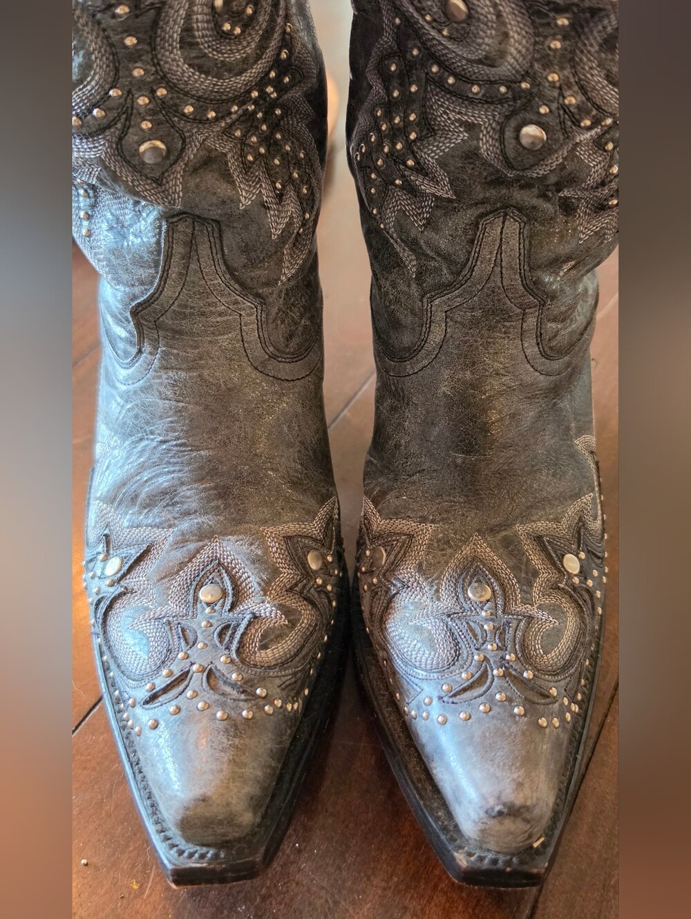 Vintage Corral Grey Embroidered Studded Cowboy Boots - Corral - Picture 6 of 10